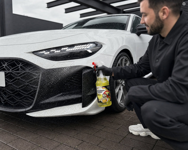 Detailing1 Insektenentferner: TUGA Chemie Insekten-Teufel an der Front eines weißen Audi RS 5