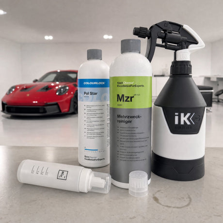 Detailing1 Auto-Reinigungsset "Innenraum" — Koch-Chemie Mehrzweckreiniger „Mzr“ 1 Liter + Dosing Cap + COLOURLOCK „Pol Star“