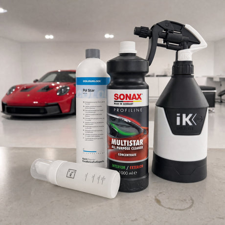 Detailing1 Auto-Reinigungsset "Innenraum" — SONAX PROFILINE MultiStar 1 Liter + COLOURLOCK „Pol Star“ 1 Liter + Foamer Bottle