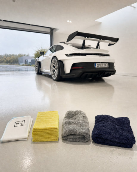 Detailing1 Mikrofasertücher nach Flor sortiert: Koch-Chemie Pro Glass Towel 230GSM, THE COLLECTION "Allround / Coating 300", 