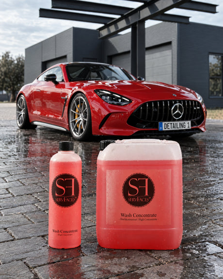 servFaces Wash Concentrate (High-Concentrate) 1000 ml / 1 Liter und 10 Liter auf nassem Pflaster nach der Handwäsche