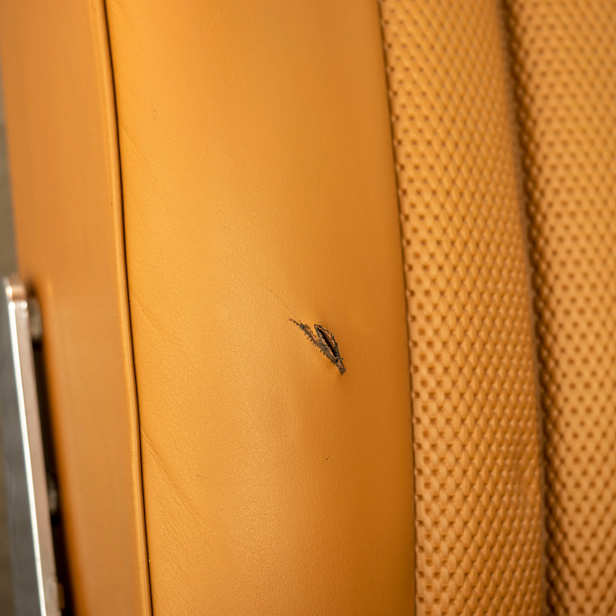Detailing1 COLOURLOCK fillers & filler paste — cut in a cognac leather seat before the repair