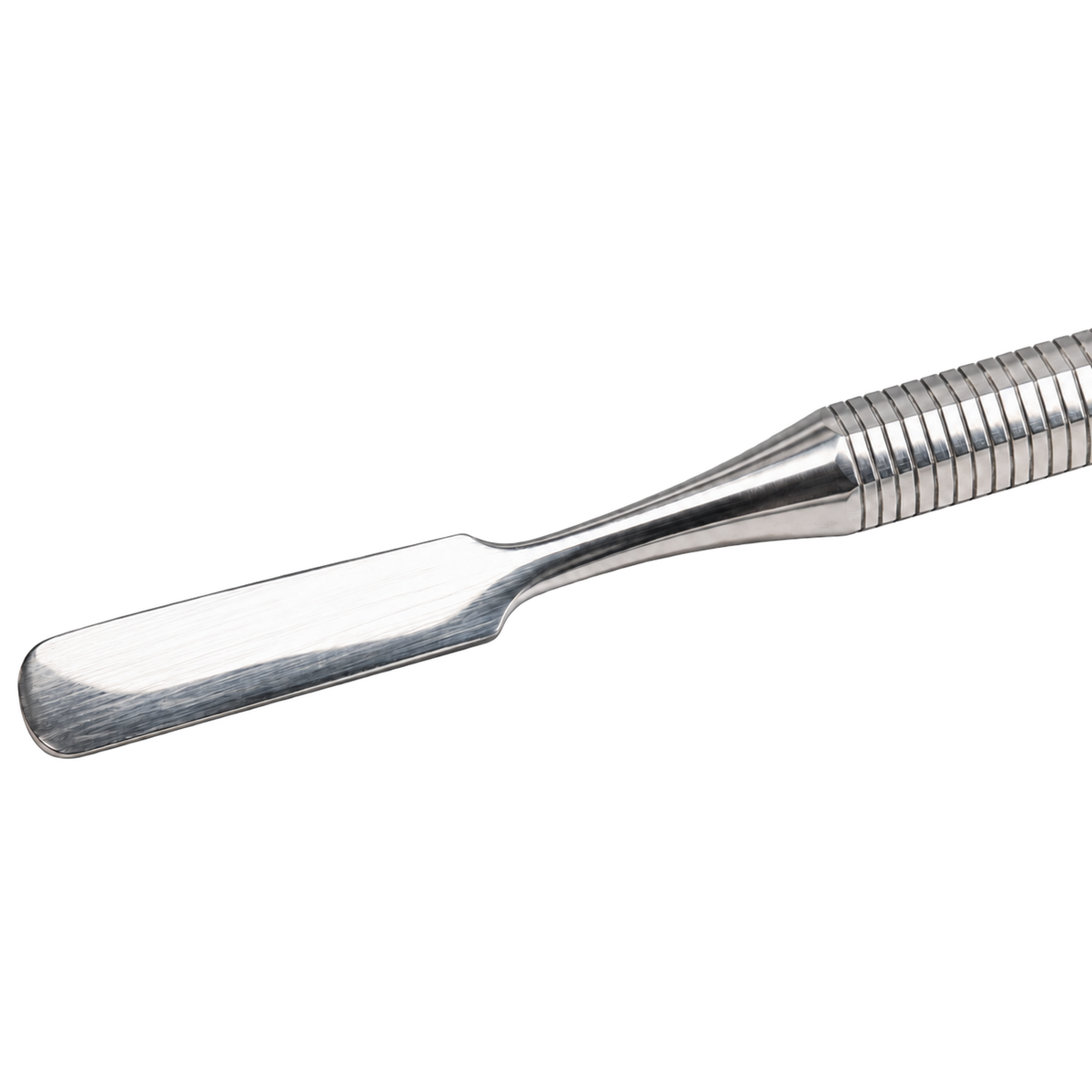 Flache Werkzeugspitze und Griffübergang des COLOURLOCK "Spatula Duo Flat" Lederreparaturspachtels